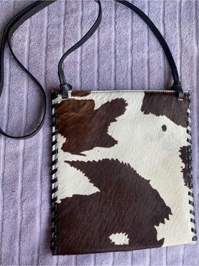 Vintage  Fossil Genuine Cowhide Hair-on-Hide Crossbody Pouch Bag - Rare 1954